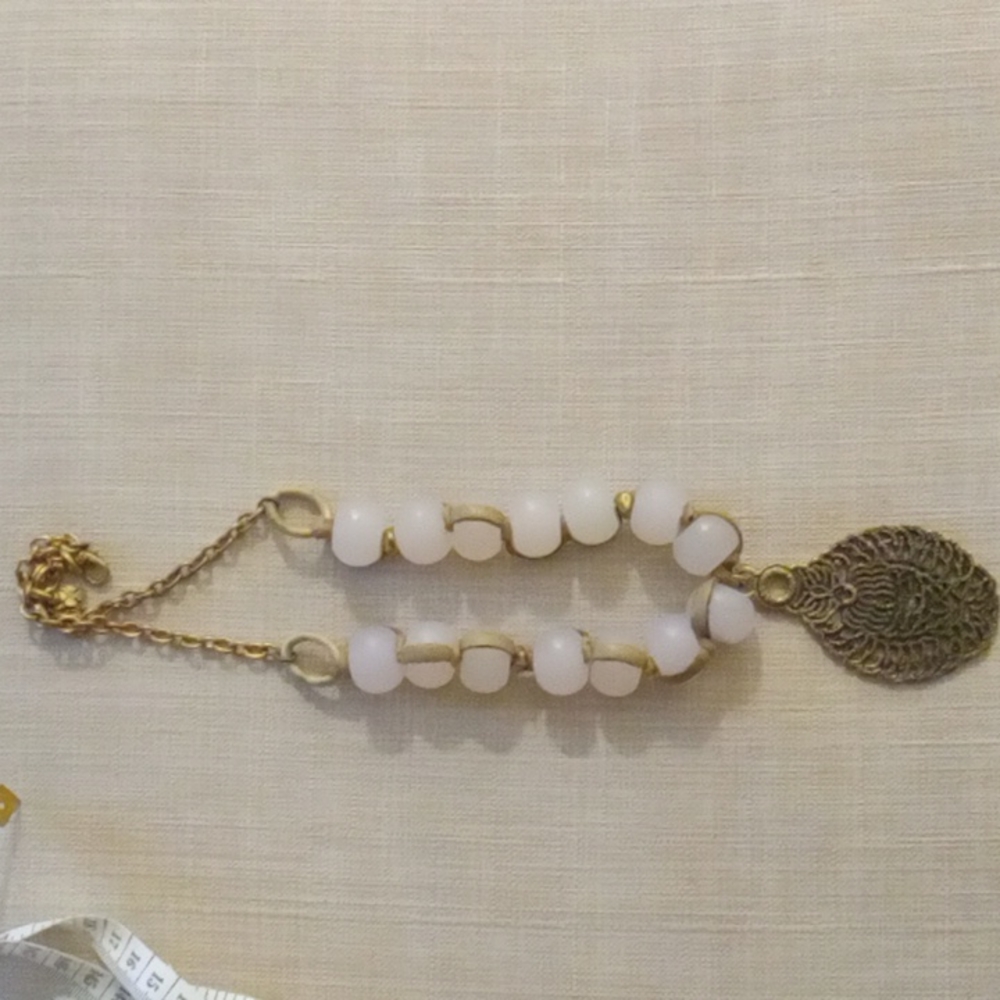 Unique Chunky Necklace with brass pendant